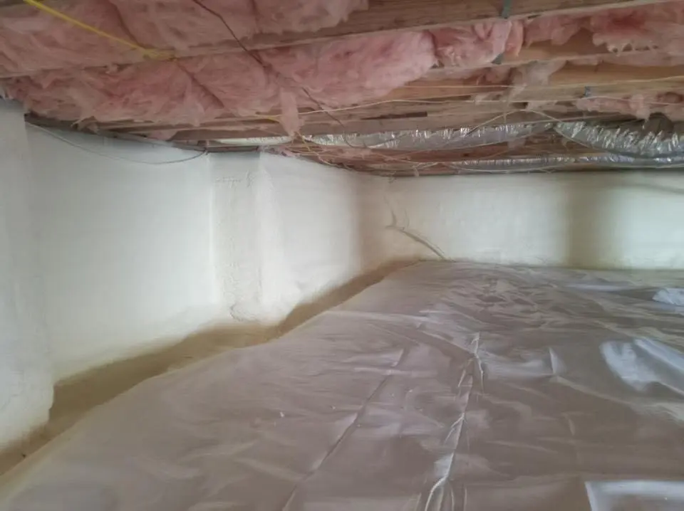 Crawl space encapsulation with closed-cell spray foam for Storm Damage Roof Repair in Dayton